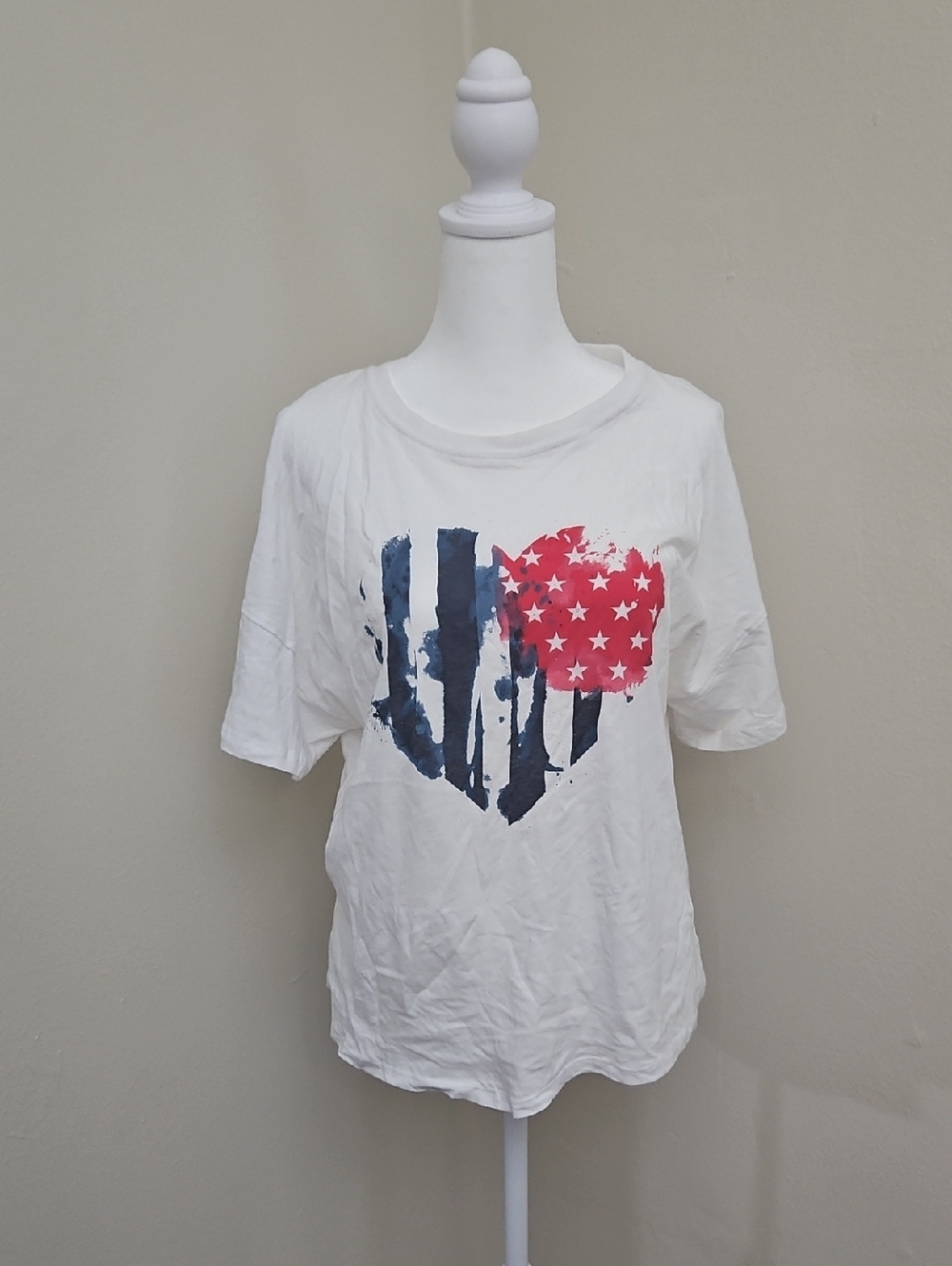 White Crow White and Red Graphic Top